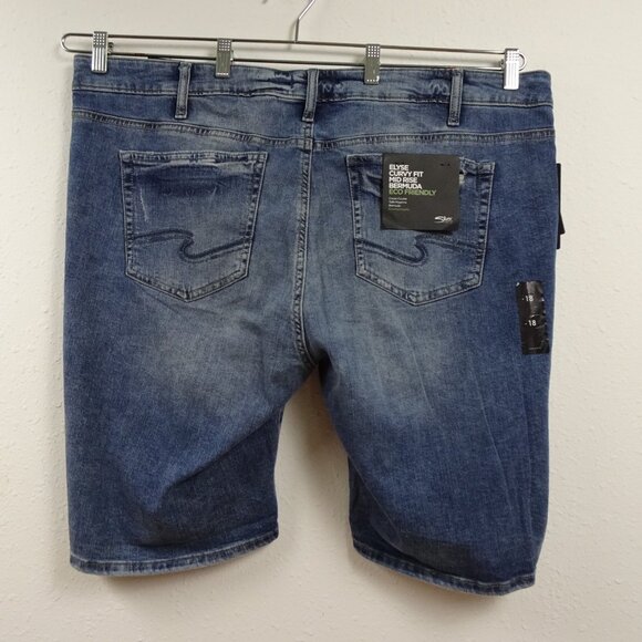 Silver Jeans Co. Denim Shorts Women's Plus Size 18W Blue Stretch Curvy Fit - Picture 4 of 12